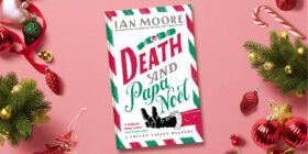 Death and Papa Noel with Christmas decorations